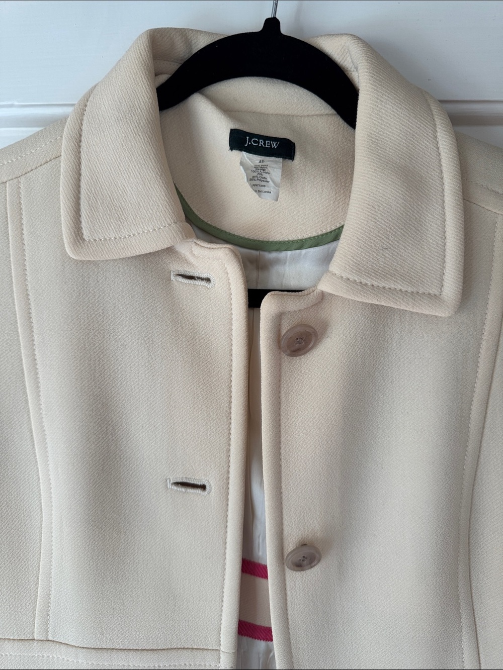 J. Crew Cream Single-Breasted Wool Coat - Picture 2 of 7